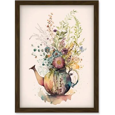 Artery8 Wildflower Floral Spring Bouquet - Teapot Vase - Framed Wall Art Artery8 Wildflower Floral Spring Bouquet - Teapot Vase - Framed Wall Art