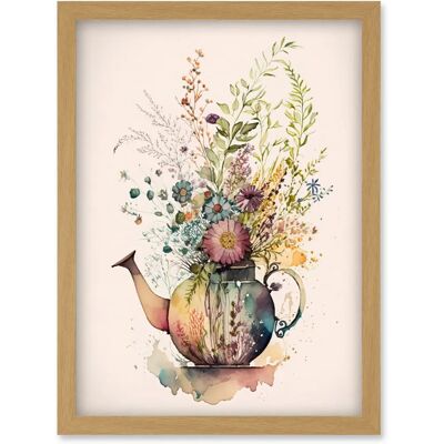 Artery8 - Wildflower Bouquet - Teapot Vase - Wall Art Print Artery8 - Wildflower Bouquet - Teapot Vase - Wall Art Print