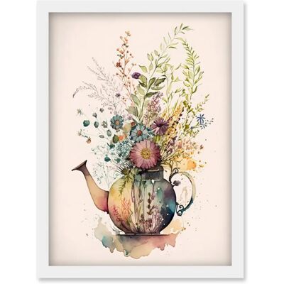 Artery8 - Wildflower Bouquet - Teapot Vase - Wall Art Print Artery8 - Wildflower Bouquet - Teapot Vase - Wall Art Print
