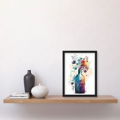 Artery8 - Wildflower Spring Bouquet - Glass Wine Bottle - Framed Wall Art Print Artery8 - Wildflower Spring Bouquet - Glass Wine Bottle - Framed Wall Art Print