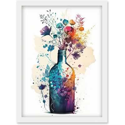 Artery8 - Wildflower Spring Bouquet - Glass Bottle - A4 - Wall Art Artery8 - Wildflower Spring Bouquet - Glass Bottle - A4 - Wall Art