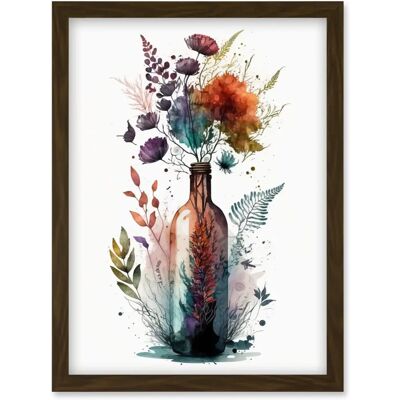Artery8 - Wine Bottle Floral Artwork - A4 - Wall Art Artery8 - Wine Bottle Floral Artwork - A4 - Wall Art