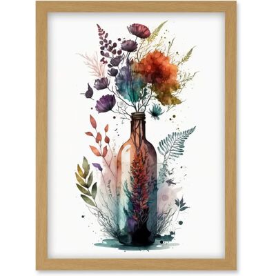 Artery8 - Wine Bottle with Wildflowers - Wall Art Print Artery8 - Wine Bottle with Wildflowers - Wall Art Print