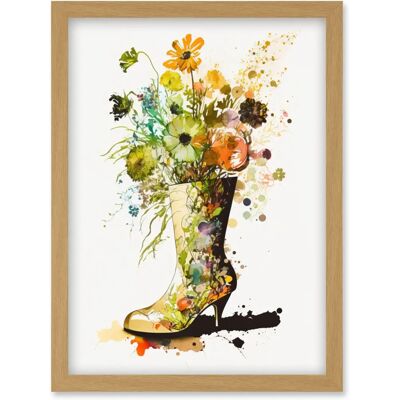 Artery8 - Wildflower Bouquet in a High Heel Floral Boot - A4 - Framed Wall Art Print Artery8 - Wildflower Bouquet in a High Heel Floral Boot - A4 - Framed Wall Art Print