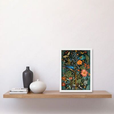 Artery8 Birds and Butterflies - A4 - Framed - White - Art print Artery8 Birds and Butterflies - A4 - Framed - White - Art print