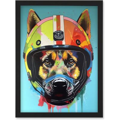 Artery8 - German Shepherd Helmet Pop Art - A4 - Black - Wall Art Print Artery8 - German Shepherd Helmet Pop Art - A4 - Black - Wall Art Print