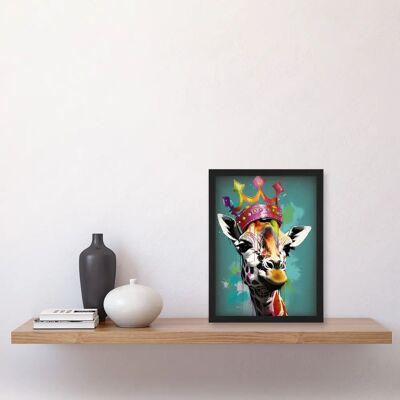 Artery8 - Giraffe Rainbow Crown - Black - A4 - Wall Art Print Artery8 - Giraffe Rainbow Crown - Black - A4 - Wall Art Print