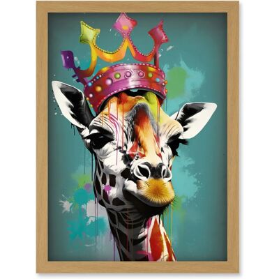 Artery8 - Giraffe Rainbow Crown Pop Art - Rainbow Crown - Framed Wall Art Artery8 - Giraffe Rainbow Crown Pop Art - Rainbow Crown - Framed Wall Art