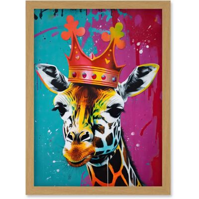 Artery8 - King Queen Giraffe Wearing a Crown - A4 - Wall Art Print Artery8 - King Queen Giraffe Wearing a Crown - A4 - Wall Art Print