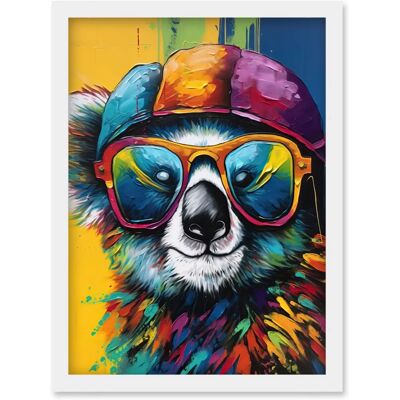 Artery8 - Rainbow Koala Bear - A4 - White - Framed Wall Art Artery8 - Rainbow Koala Bear - A4 - White - Framed Wall Art