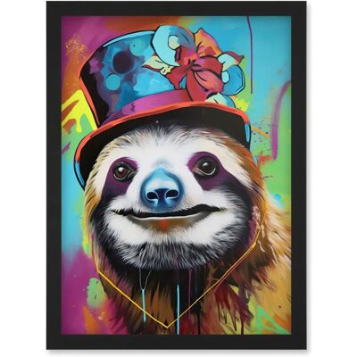 Artery8 - Sloth - Black - A4 - Framed Wall Art Print Artery8 - Sloth - Black - A4 - Framed Wall Art Print