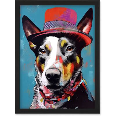 Artery8 - Australian Kelpie - Red Top Hat - A4 - Framed Wall Art Artery8 - Australian Kelpie - Red Top Hat - A4 - Framed Wall Art