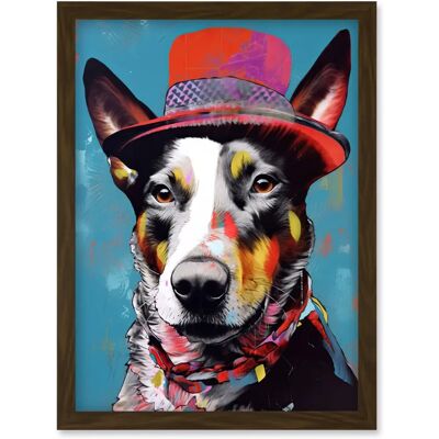 Artery8 - Australian Kelpie with Red Top Hat - Wall Art Print Artery8 - Australian Kelpie with Red Top Hat - Wall Art Print
