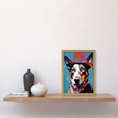 Artery8 - Australian Kelpie with Red Top Hat - A4 - Framed - Wall Art Artery8 - Australian Kelpie with Red Top Hat - A4 - Framed - Wall Art
