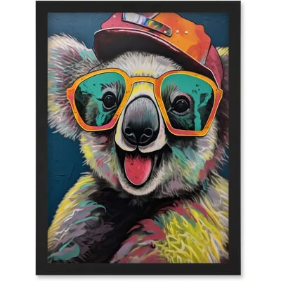 Artery8 - Koala Sunglasses - Black - A4 Framed - Art Print Artery8 - Koala Sunglasses - Black - A4 Framed - Art Print