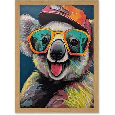 Artery8 - Happy Koala Bear Sunglasses and Hat - A4 - Framed Wall Art Artery8 - Happy Koala Bear Sunglasses and Hat - A4 - Framed Wall Art