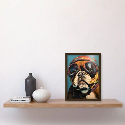 Artery8 - Bulldog with Goggles - Framed Wall Art Artery8 - Bulldog with Goggles - Framed Wall Art