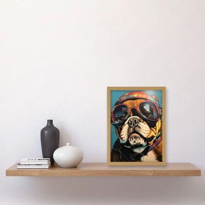 Artery8 - Bulldog with Retro Goggles Artwork - A4 Artery8 - Bulldog with Retro Goggles Artwork - A4