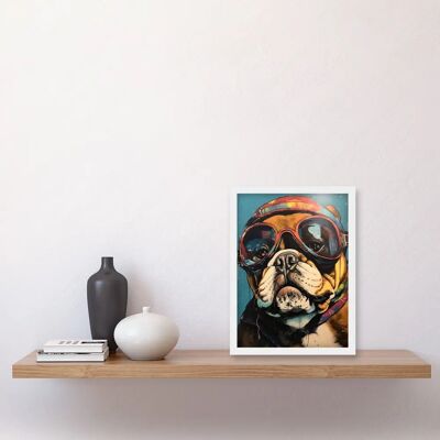 Artery8 - Bulldog Retro Goggles - A4 - Framed - Wall Art Print Artery8 - Bulldog Retro Goggles - A4 - Framed - Wall Art Print