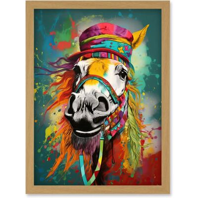 Artery8 - Hippie Horse - Multicoloured - A4 - Framed Wall Art Artery8 - Hippie Horse - Multicoloured - A4 - Framed Wall Art