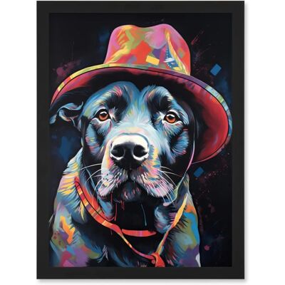 Artery8 Pit Bull Terrier Dog Red Cowboy Hat - Black - A4 - Framed Wall Art Artery8 Pit Bull Terrier Dog Red Cowboy Hat - Black - A4 - Framed Wall Art