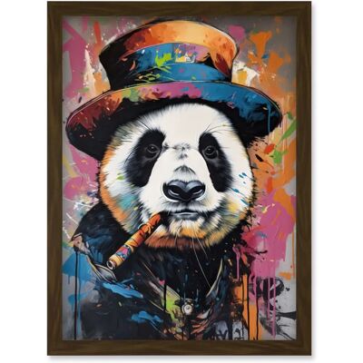 Artery8 - Panda Bear with a Suit - Brown - A4 - Framed Wall Art Artery8 - Panda Bear with a Suit - Brown - A4 - Framed Wall Art