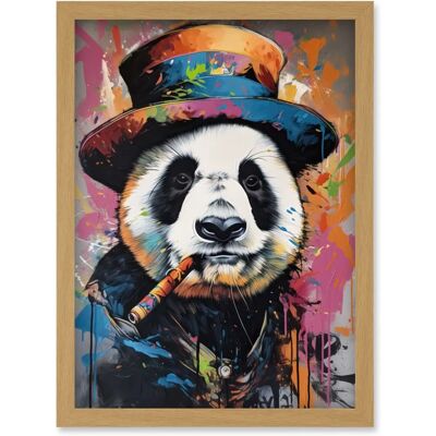 Artery8 - Panda Bear with a Suit - Light Oak Frame - A4 - Wall Art Print Artery8 - Panda Bear with a Suit - Light Oak Frame - A4 - Wall Art Print