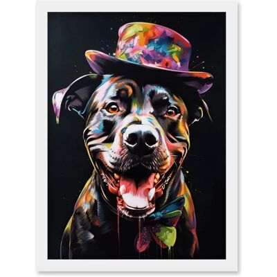 Artery8 - Rottweiler Bow Tie Hat - Multicoloured - A4 Framed Artery8 - Rottweiler Bow Tie Hat - Multicoloured - A4 Framed
