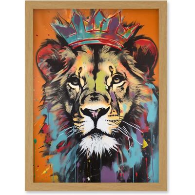 Artery8 - Lion Wearing Crown Jungle King - A4 - Wall Art Print Artery8 - Lion Wearing Crown Jungle King - A4 - Wall Art Print