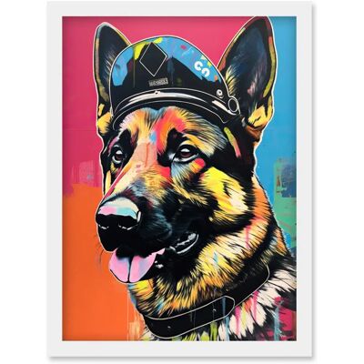 Artery8 - German Shepherd Police Hat - Wall Art Print Artery8 - German Shepherd Police Hat - Wall Art Print