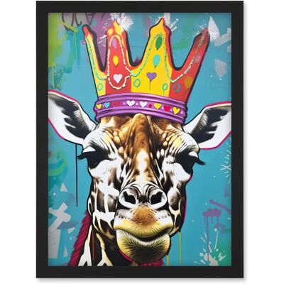 Artery8 - Giraffe With Queen Birthday Crown - A4 - Framed - Wall Art Print Artery8 - Giraffe With Queen Birthday Crown - A4 - Framed - Wall Art Print
