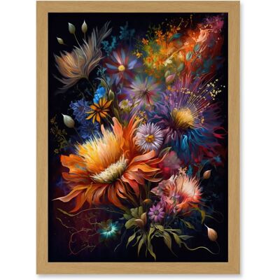 Artery8 - Wildflower Bouquet - Pink - Blue Orange - Wall Art Artery8 - Wildflower Bouquet - Pink - Blue Orange - Wall Art