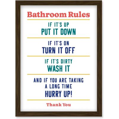 Artery8 - Funny Bathroom Rules - brown - A4 - Wall art print Artery8 - Funny Bathroom Rules - brown - A4 - Wall art print