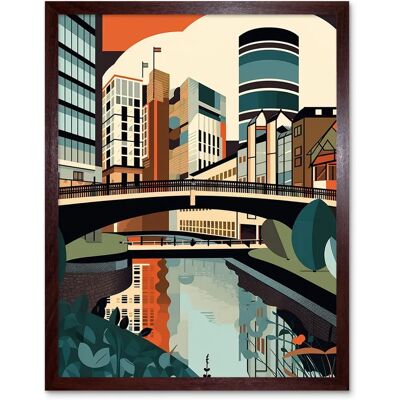 Artery8 - Birmingham City Centre Canal Cityscape - Brown - Art Print Artery8 - Birmingham City Centre Canal Cityscape - Brown - Art Print