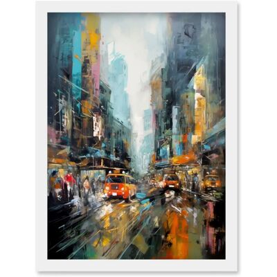Artery8 - NYC Rainy Day Cityscape - A4 - Framed - Wall art Artery8 - NYC Rainy Day Cityscape - A4 - Framed - Wall art