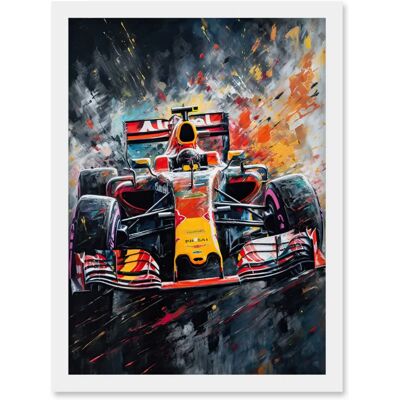 Artery8 - Race Car Driver - A4 - Framed - White - Wall Art Artery8 - Race Car Driver - A4 - Framed - White - Wall Art