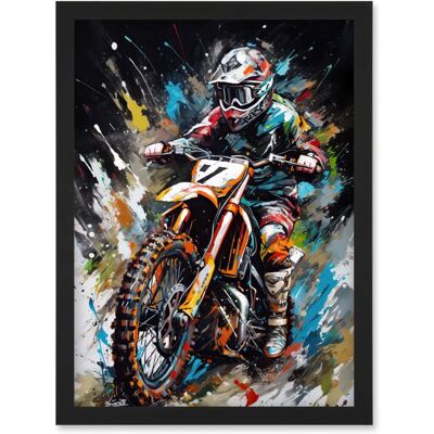 Artery8 - Motocross Race Driver 7 - Black - Wall Art Print Artery8 - Motocross Race Driver 7 - Black - Wall Art Print