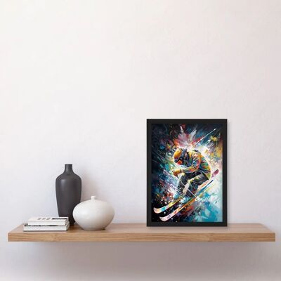 Artery8 - Skier Skiing Vibrant Splatter Art - A4 - Art Print Artery8 - Skier Skiing Vibrant Splatter Art - A4 - Art Print