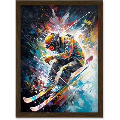 Artery8 - Skier - Vibrant Splatter - A4 - Wall Art Print Artery8 - Skier - Vibrant Splatter - A4 - Wall Art Print