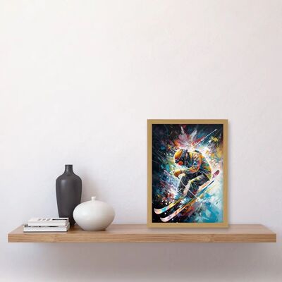 Artery8 - Skier Skiing Splatter Art - A4 - Wall Art Print Artery8 - Skier Skiing Splatter Art - A4 - Wall Art Print