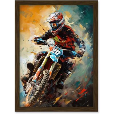 Artery8 - Motocross Race Driver - Brown - A4 - Wall Art Artery8 - Motocross Race Driver - Brown - A4 - Wall Art