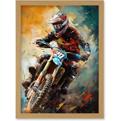 Artery8 - Motocross Race Driver - A4 - light oak - Framed - Wall Art Artery8 - Motocross Race Driver - A4 - light oak - Framed - Wall Art