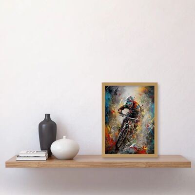 Artery8 - Mountain Biker Splat - A4 Framed Wall Art Artery8 - Mountain Biker Splat - A4 Framed Wall Art