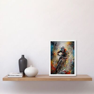 Artery8 - Mountain Biker Paint Splat - A4 - Framed - Wall Art Print Artery8 - Mountain Biker Paint Splat - A4 - Framed - Wall Art Print