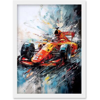Artery8 - Orange Race Car Grand Prix - Orange - A4 - Framed Wall Art Artery8 - Orange Race Car Grand Prix - Orange - A4 - Framed Wall Art