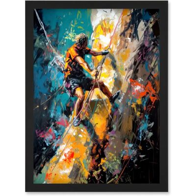 Artery8 - Rock Climber - Multicoloured - Framed Wall Art Artery8 - Rock Climber - Multicoloured - Framed Wall Art