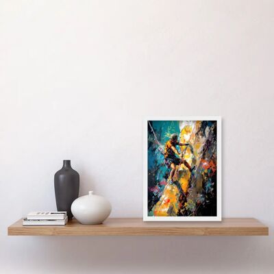 Artery8 - Rock Climber - Multicoloured Cliff - Framed Wall Art Artery8 - Rock Climber - Multicoloured Cliff - Framed Wall Art