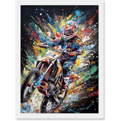 Artery8 - Motorcycle Rainbow - Paint - A4 - Wall Art Artery8 - Motorcycle Rainbow - Paint - A4 - Wall Art