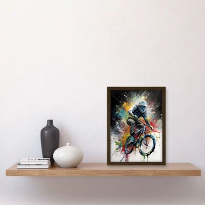 Artery8 - Mountain Biking Extreme - Brown - A4 - Framed Wall Art Artery8 - Mountain Biking Extreme - Brown - A4 - Framed Wall Art