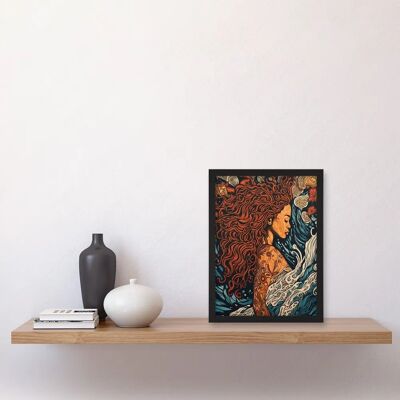 Artery8 - Sea Water Nymph - Linocut - Framed - Wall Art Artery8 - Sea Water Nymph - Linocut - Framed - Wall Art
